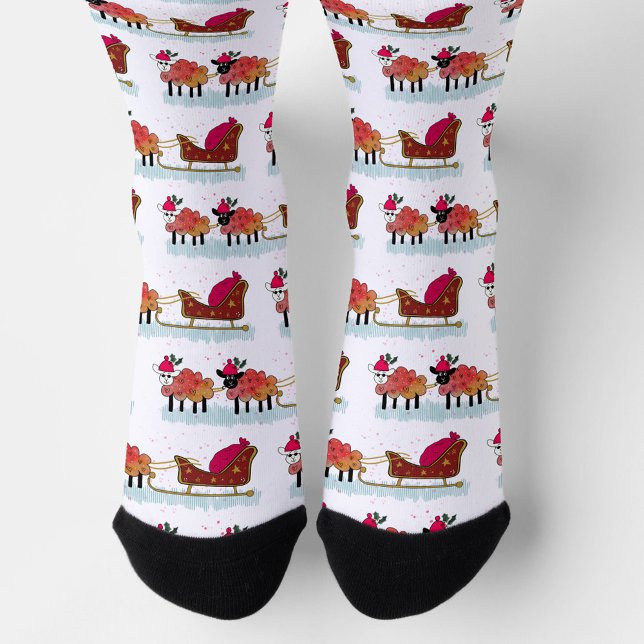 Weihnachtsschaf, der Santas-Schlitten zieht Socken (Von Creator hochgeladen)
