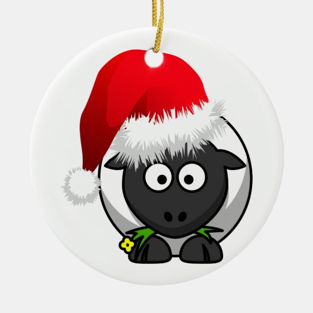 Weihnachtsschaf im Online-Landbau Keramik Ornament (Vorne)