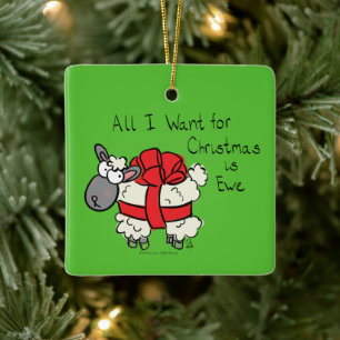 Weihnachtsschaf Kinder Cartoon Keramikornament