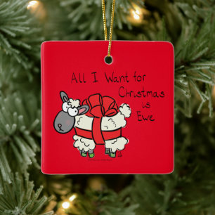 Weihnachtsschaf Kinder Cartoon Keramikornament