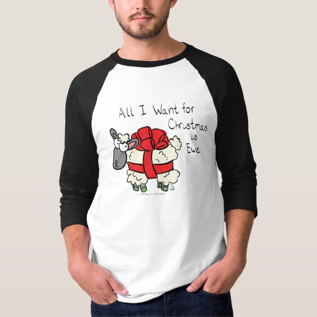 Weihnachtsschaf Kinder Cartoon T-Shirt (Vorderseite)