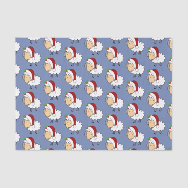 Weihnachtsschaf mit einer Weihnachtsmannmütze Seidenpapier (Vorderseite)