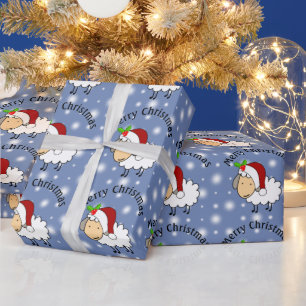 Weihnachtsschaf mit Santa-Hut Geschenkpapier