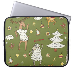 Weihnachtsschaf: Tier Illustration im Vintage-Stil Laptopschutzhülle
