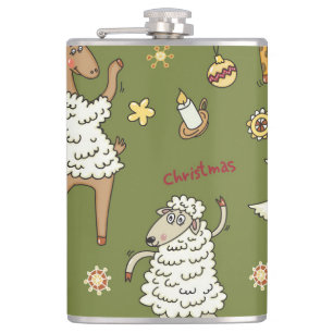 Weihnachtsschaf: Tierillustration im Vintage-Stil. Flachmann