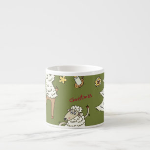 Weihnachtsschaf: Vintage Illustration von Tieren. Espressotasse