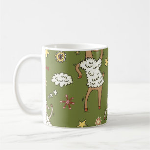 Weihnachtsschaf: Vintage Illustration von Tieren. Kaffeetasse