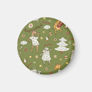 Weihnachtsschaf: Vintage Illustration von Tieren. Magnet
