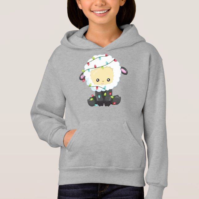 Weihnachtsschaf, Weihnachtslicht, Niedliches Schaf Hoodie (Vorderseite)
