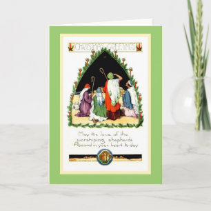 Weihnachtsschäfer-Karte im Jugendstil Feiertagskarte