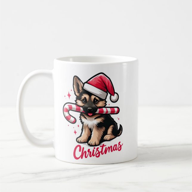 Weihnachtsschäfer mit Weihnachtsmannmütze Kaffeetasse (Links)