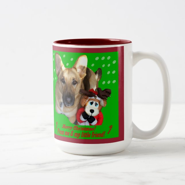 Weihnachtsschäfer und Toy Rentier Zweifarbige Tasse (Rechts)