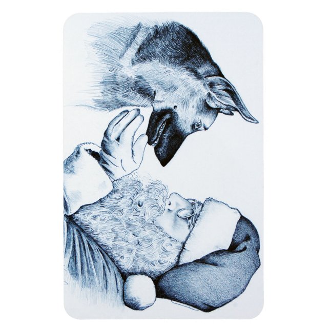Weihnachtsschäfer und Weihnachtsmann Magnet (Vertikal)