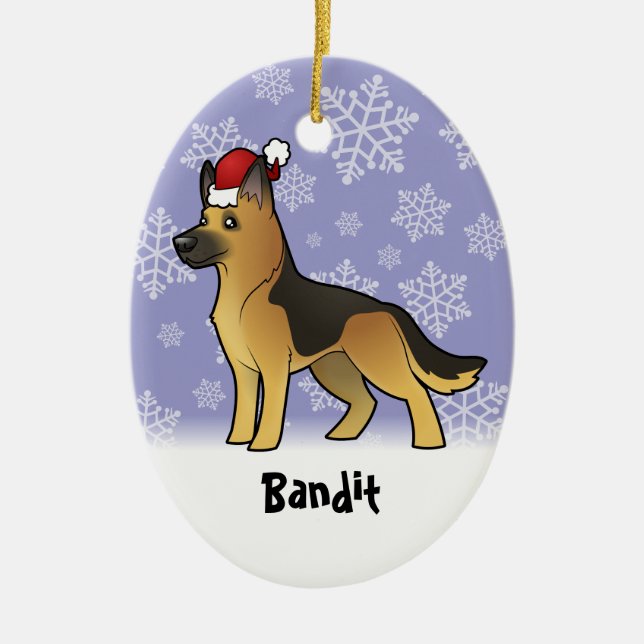 Weihnachtsschäferhund (addieren Sie Ihren Keramikornament (Vorne)