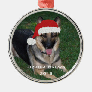 Weihnachtsschäferhund-Verzierung Silbernes Ornament