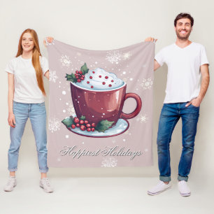 Weihnachtsschale heiße Schokolade   Rosafarben Fleecedecke