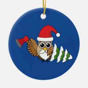 Weihnachtsschale mit Ax und Schneebaum Keramik Ornament