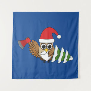 Weihnachtsschale mit Ax und Schneebaum Wandteppich