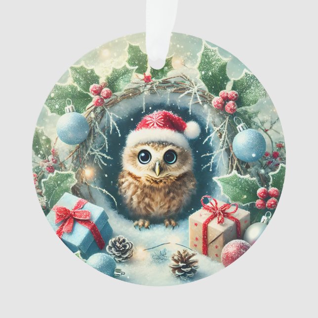 Weihnachtsschale mit Weihnachtsmannmütze Ornament (Vorderseite)