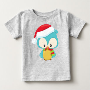 Weihnachtsschale, Niedliche Eule, Weihnachtsmannmü Baby T-shirt