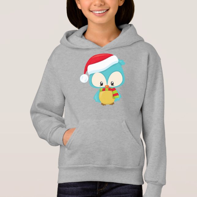 Weihnachtsschale, Niedliche Eule, Weihnachtsmannmü Hoodie (Vorderseite)