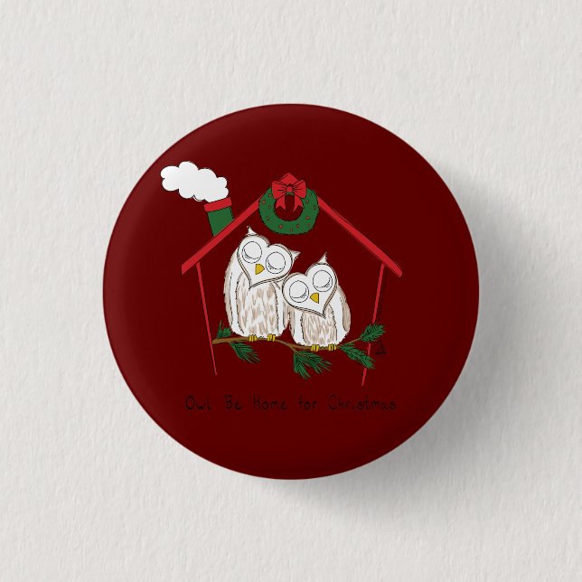Weihnachtsschale Zuhause Niedlich Button (Vorderseite)