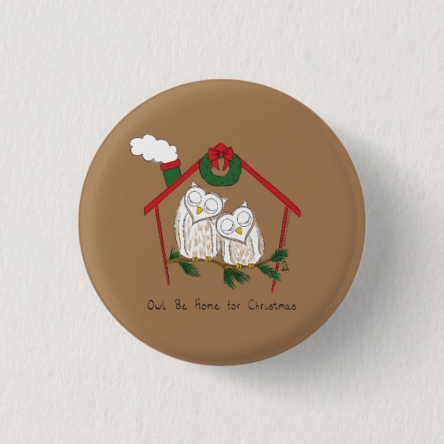 Weihnachtsschale Zuhause Niedlich Button (Vorderseite)
