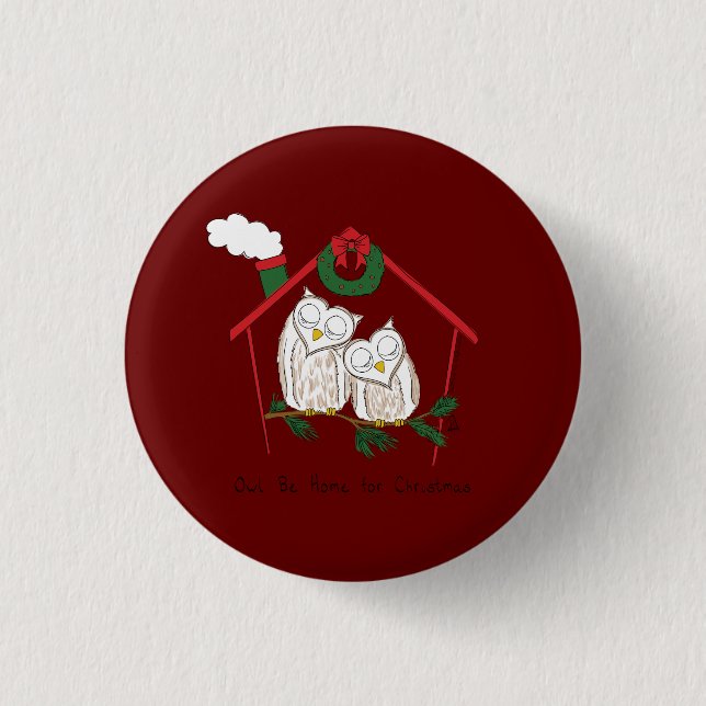 Weihnachtsschale Zuhause Niedlich Button (Vorderseite)