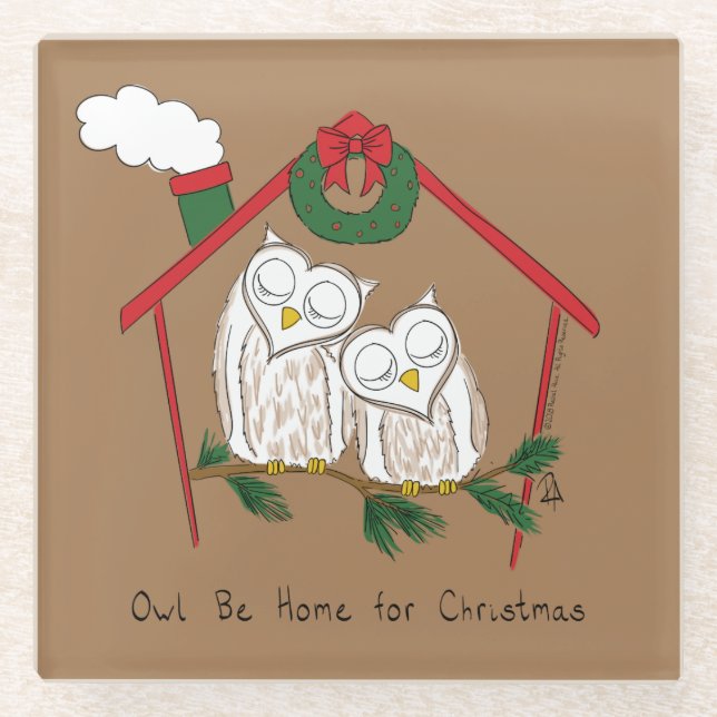 Weihnachtsschale Zuhause Niedlich Glasuntersetzer (Vorderseite)