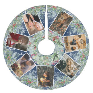 Weihnachtsschatz Familienfoto Collage Polyester Weihnachtsbaumdecke