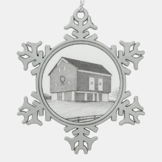 Weihnachtsscheunen-Schneeflocke-Verzierung Schneeflocken Zinn-Ornament