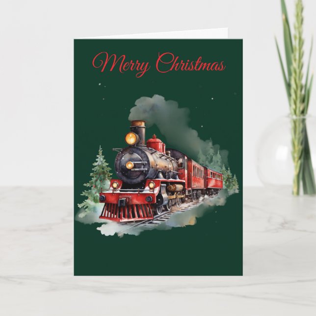 Weihnachtsschiene Feiertagskarte (Vorderseite)