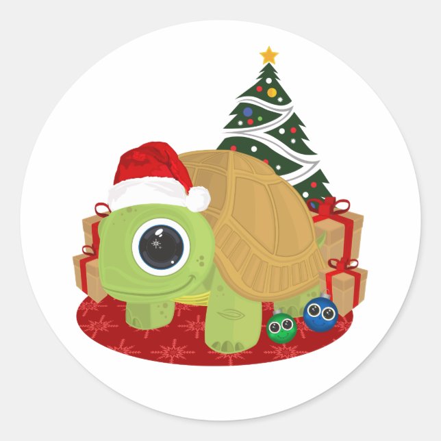 Weihnachtsschild Runder Aufkleber (Vorderseite)