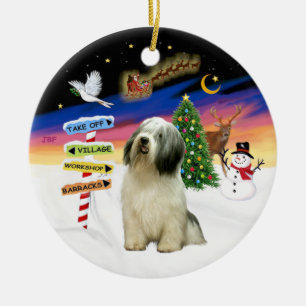 Weihnachtsschilder - Polnischer Lowland Sheepdog Keramikornament