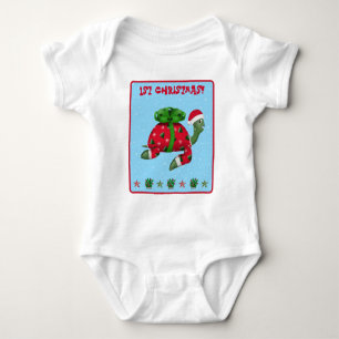 Weihnachtsschildkröte 1. Weihnachten Baby Strampler