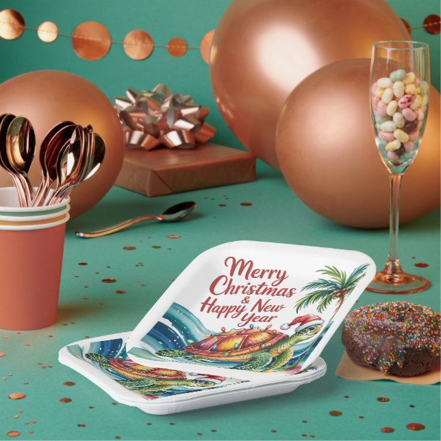 Weihnachtsschildkröte im Paradies Pappteller (Multi)