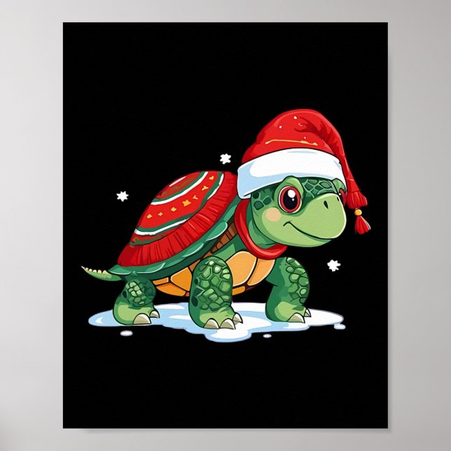 Weihnachtsschildkröte Santa Sea Turtle Beach Lover Poster (Vorne)