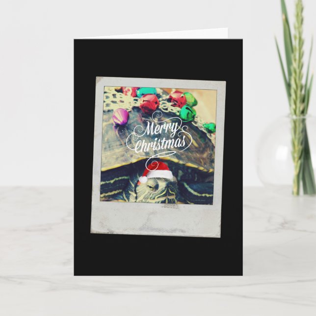 Weihnachtsschildkröten Imitate Grunge Vintag Fotog Feiertagskarte (Vorderseite)