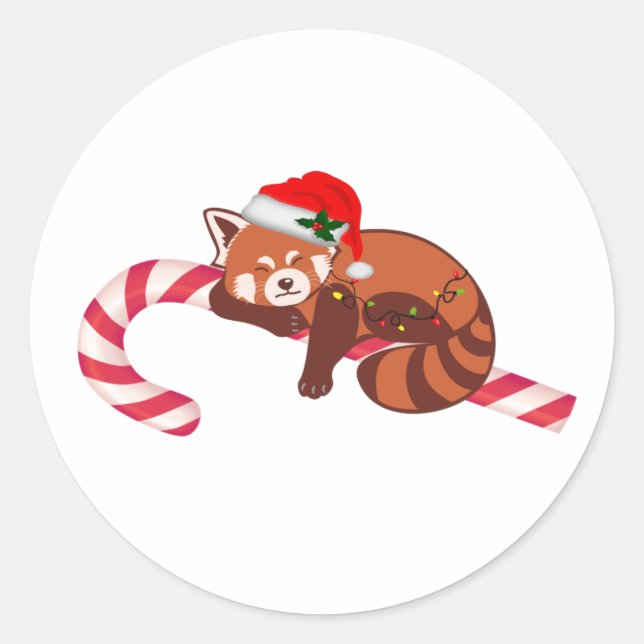 Weihnachtsschlafen Rote Panda Sticker (Vorderseite)