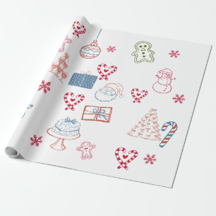 Weihnachtsschleifen-Zuckerrohr und Lebkuchen Geschenkpapier