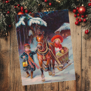 Weihnachtsschlitten-Postkarte Feiertagspostkarte