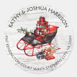 Weihnachtsschlitz und Pakete Holzadresse Runder Aufkleber