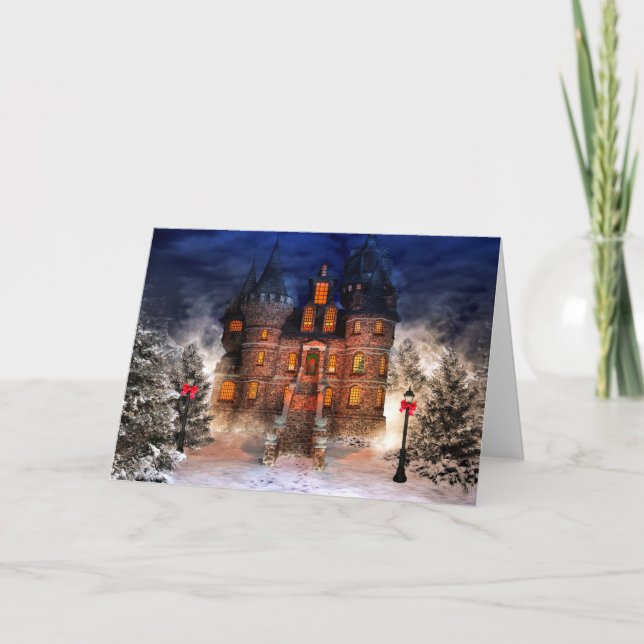 Weihnachtsschloss Feiertagskarte (Vorderseite)