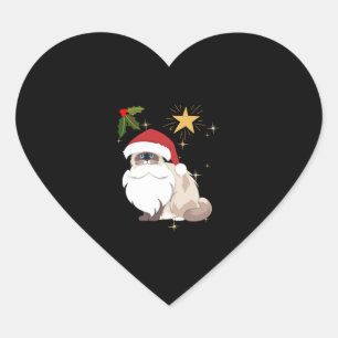 WeihnachtsschlüpfKatze Herz-Aufkleber