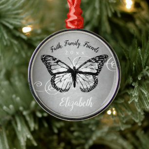 Weihnachtsschmetterling Schwarze Imitat Silver Mon Ornament Aus Metall