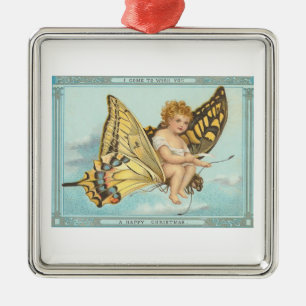 Weihnachtsschmetterling Silbernes Ornament