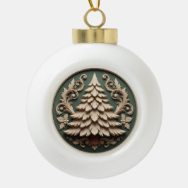 Weihnachtsschmuck 2025 – Im Stil von Holzschnitzer Keramik Kugel-Ornament