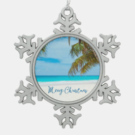 Weihnachtsschmuck am Strand Pewter Palm Tree Schneeflocken Zinn-Ornament
