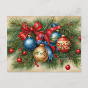 Weihnachtsschmuck am Weihnachtsbaum Feiertagspostkarte