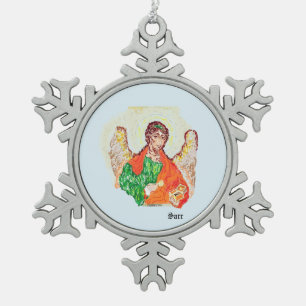 Weihnachtsschmuck / Archangle Raphael Schneeflocken Zinn-Ornament